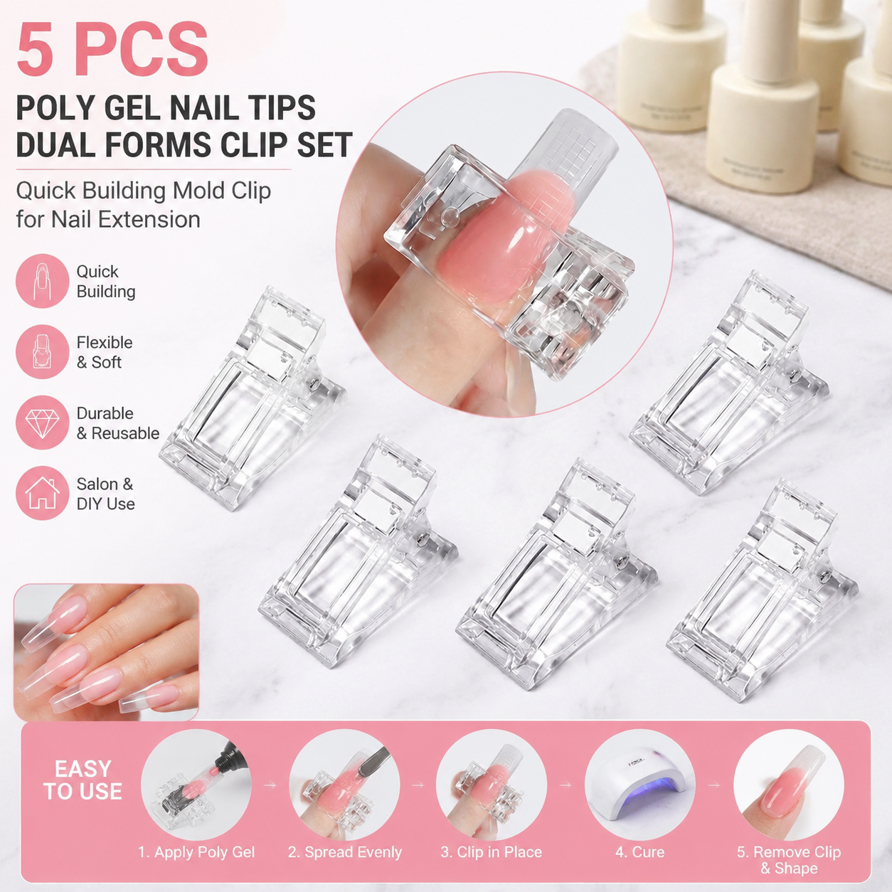 5 Pcs Flexible Soft Poly Gel N - Nail Art Gel recension och pris