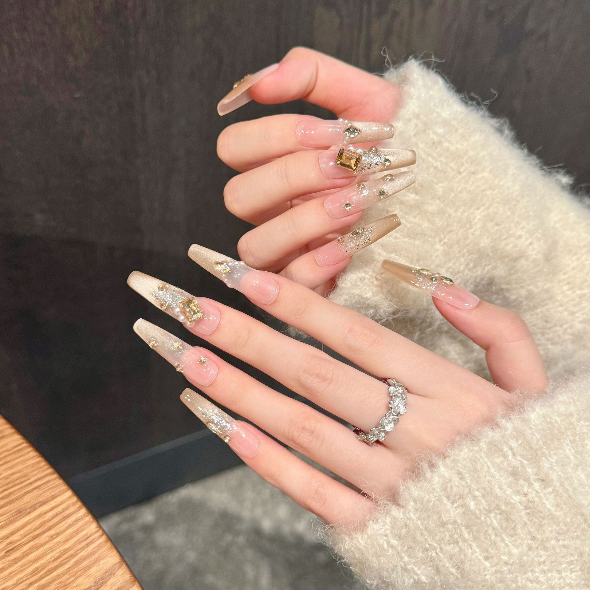 10pcs Pure Hand Pressed Oval/S - Nail Art Emerald recension och pris