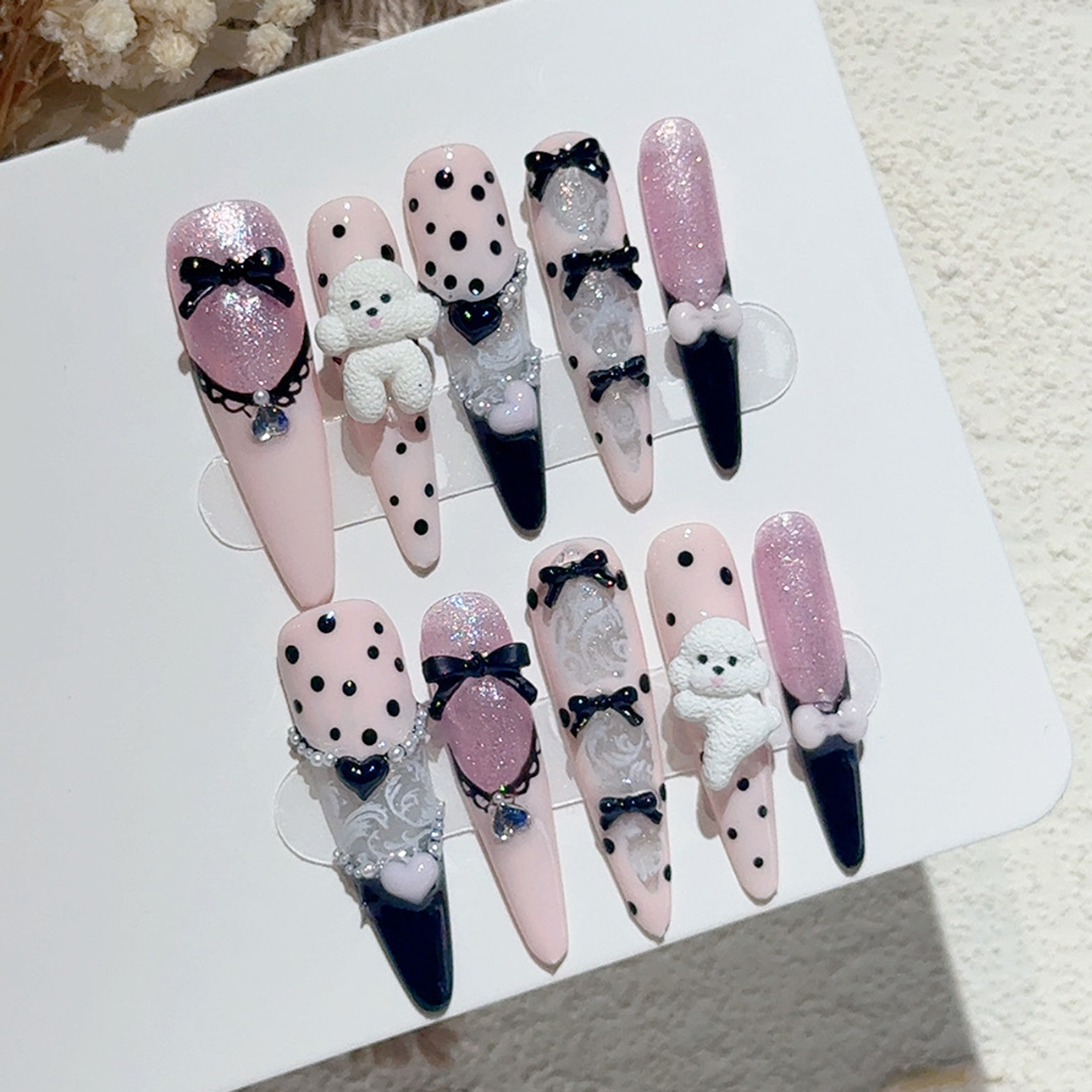10PCS Black Lace Polka Dot Bal - Nail Art Emerald recension och pris