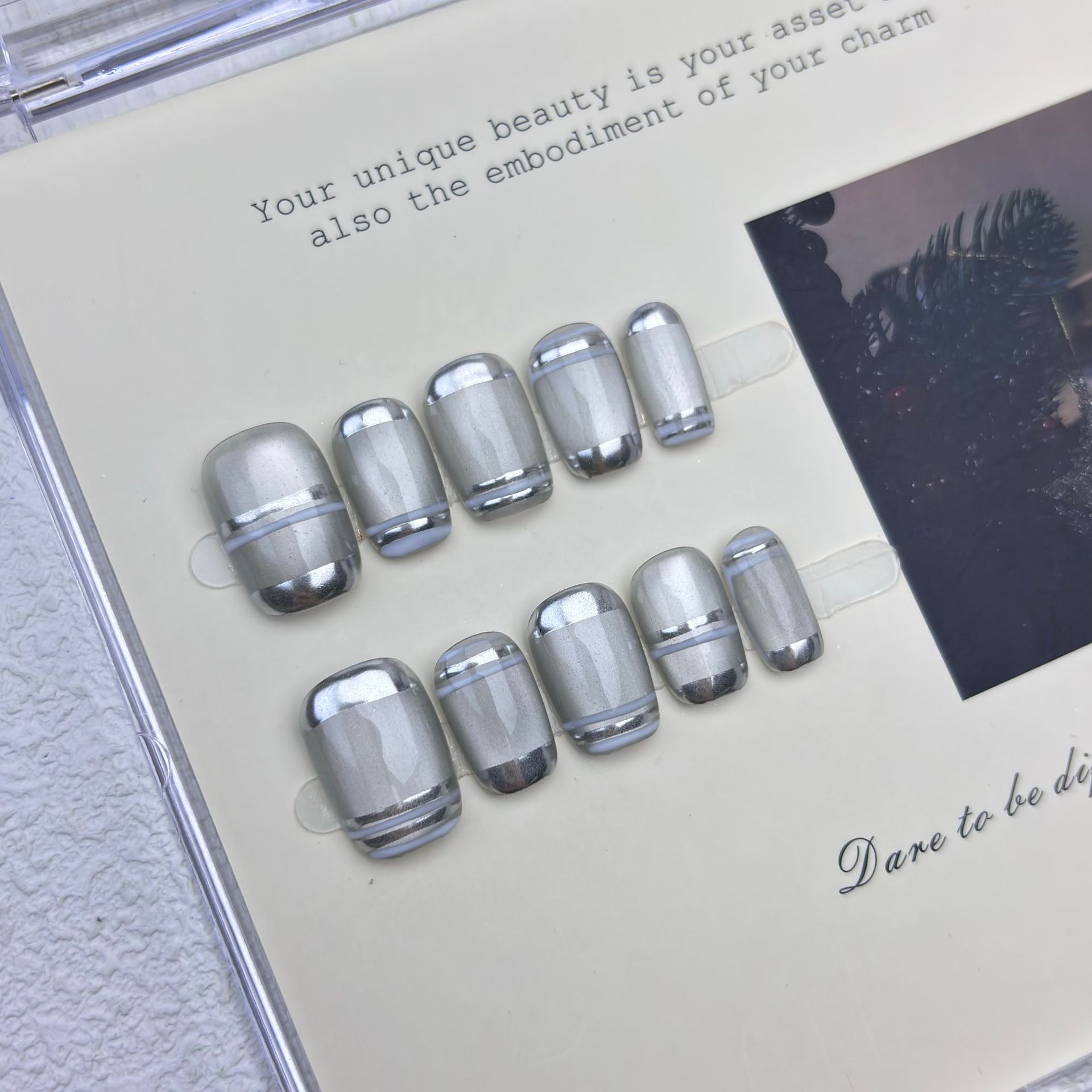 10pcs Aurora Chrome Press on N - Nail Art Aesthetic recension och pris