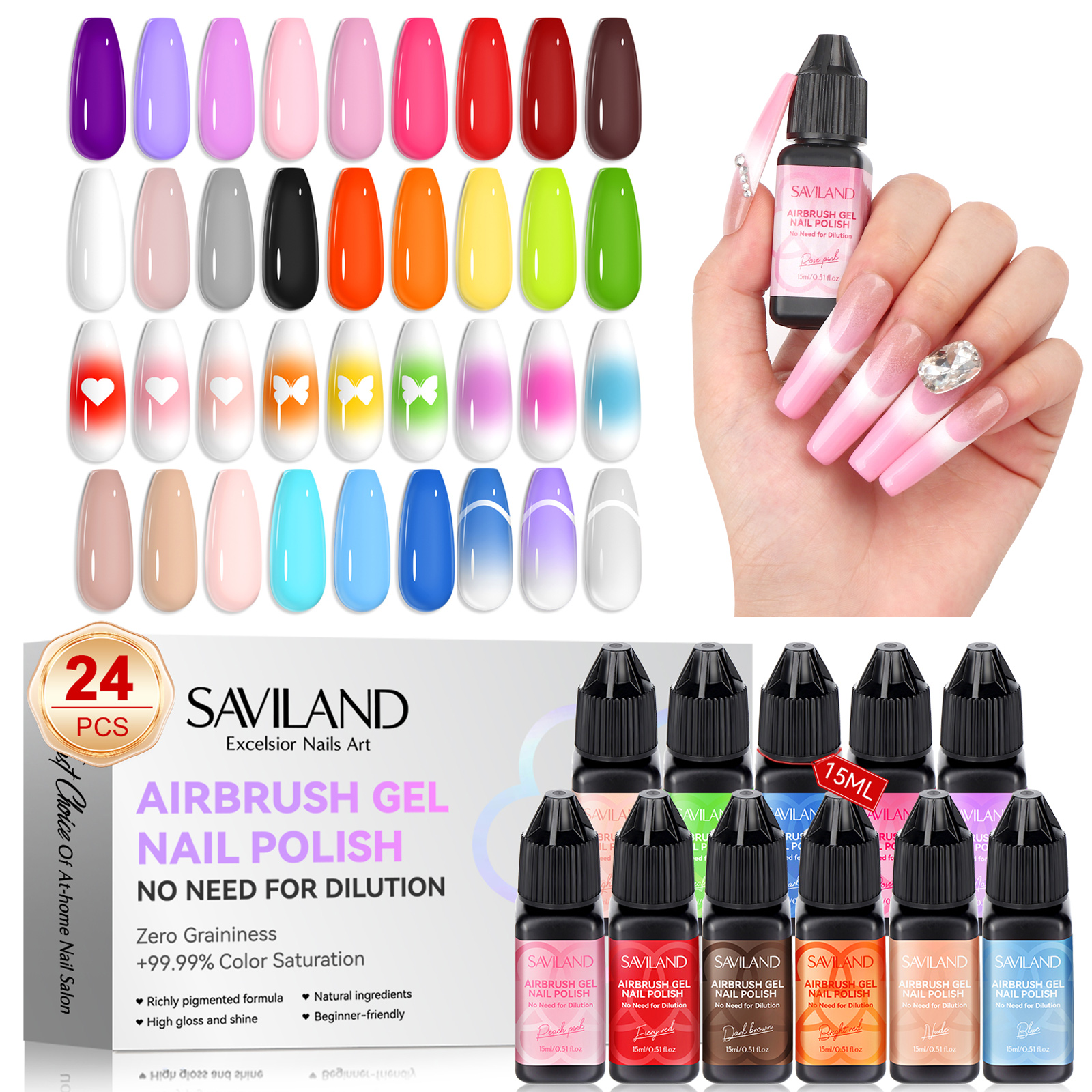 SAVILAND 24 Color HEMA Free Ai - Nail Art Halal recension och pris