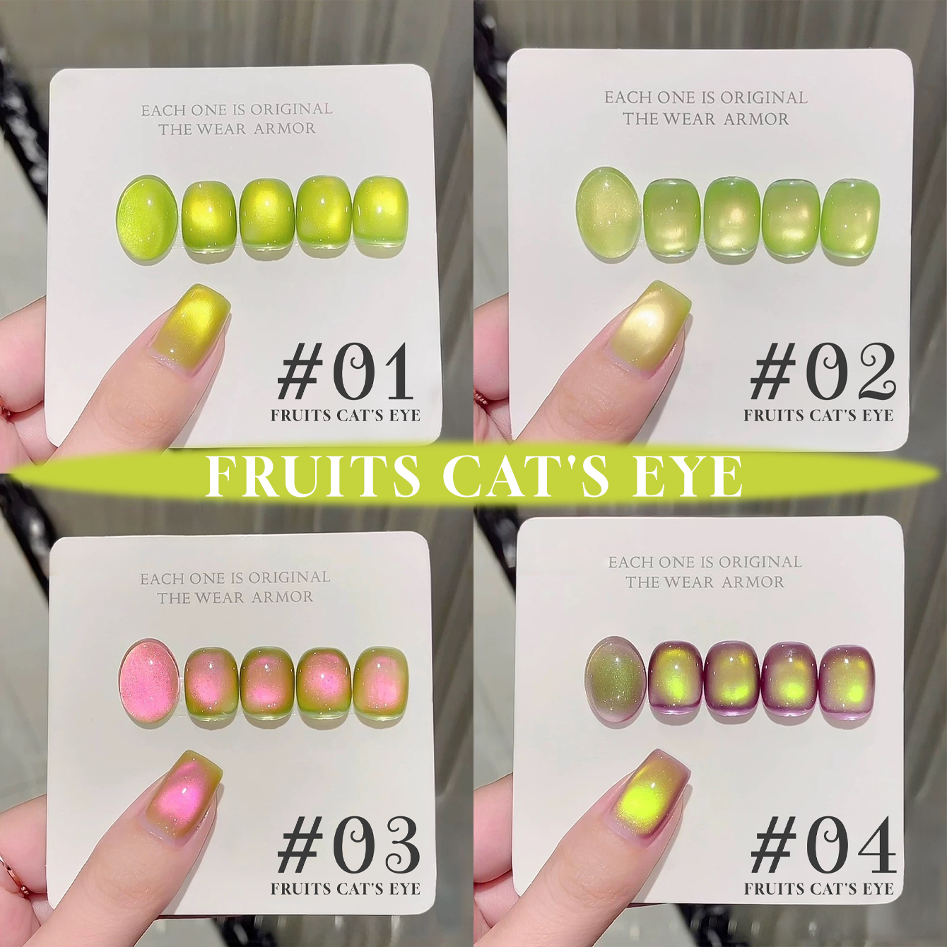 1-20pcs 12ML Fruit Glass Bead  - Nail Art Cat Eye Pink recension och pris