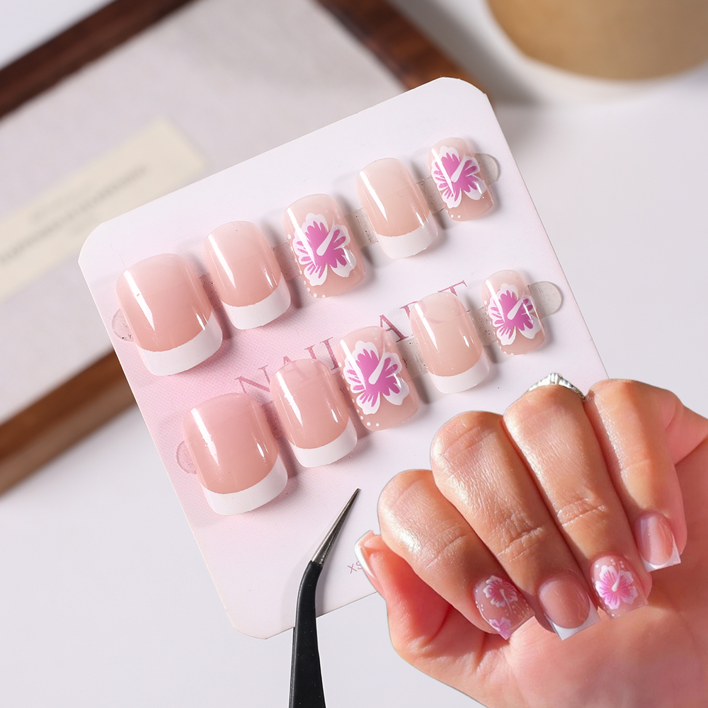 24Pcs French Flower False Nail - Nail Art Aesthetic recension och pris