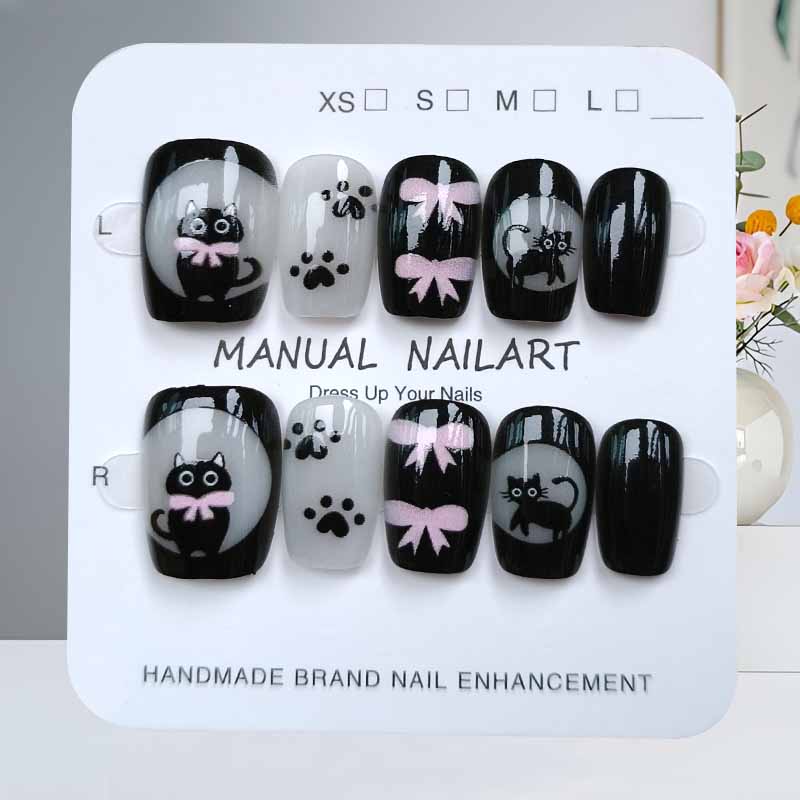 10Pcs Cute Cartoon Black Cat a - Nail Art Cat Eye Pink recension och pris