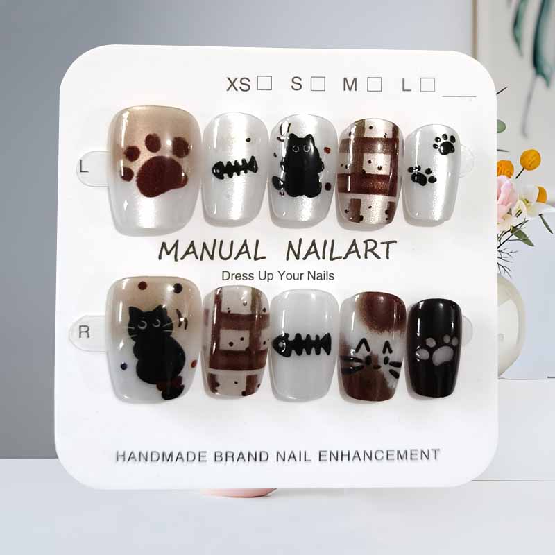 10Pcs Cute Cartoon Black Cat a - Nail Art Cat Eye Pink recension och pris