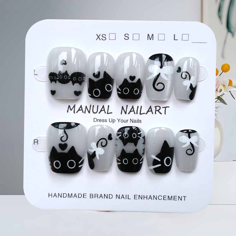 10Pcs Cute Cartoon Black Cat a - Nail Art Cat Eye Pink recension och pris