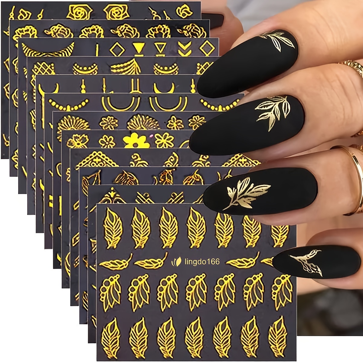 30 Sheets Gold Flowers Nail St - Striping Tape Nail recension och pris