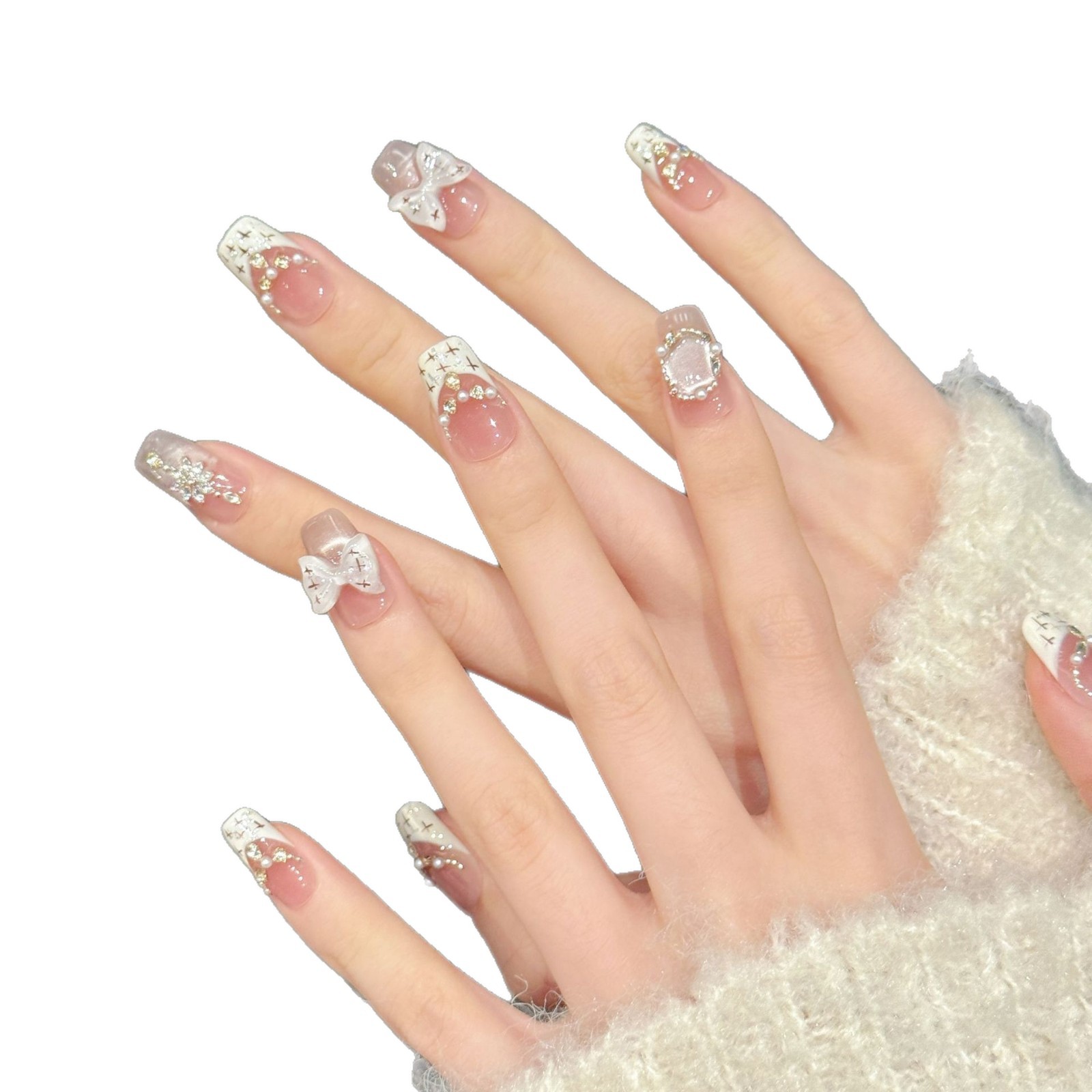 10pcs Sweet Style Press on Nai - Nail Art Cat Eye Pink recension och pris