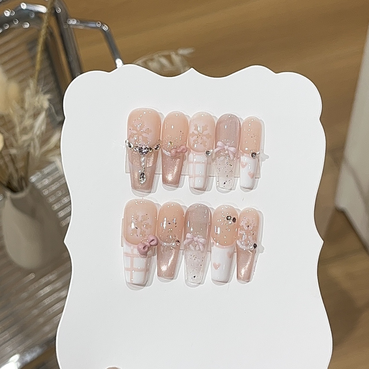 10pcs Sweet Style Press on Nai - Nail Art Cat Eye Pink recension och pris