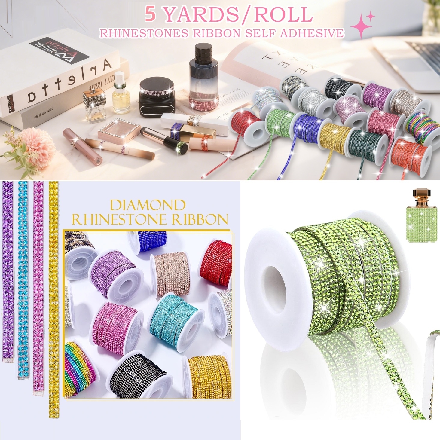 5 Yards Self-Adhesive Rhinesto - Striping Tape Nail recension och pris