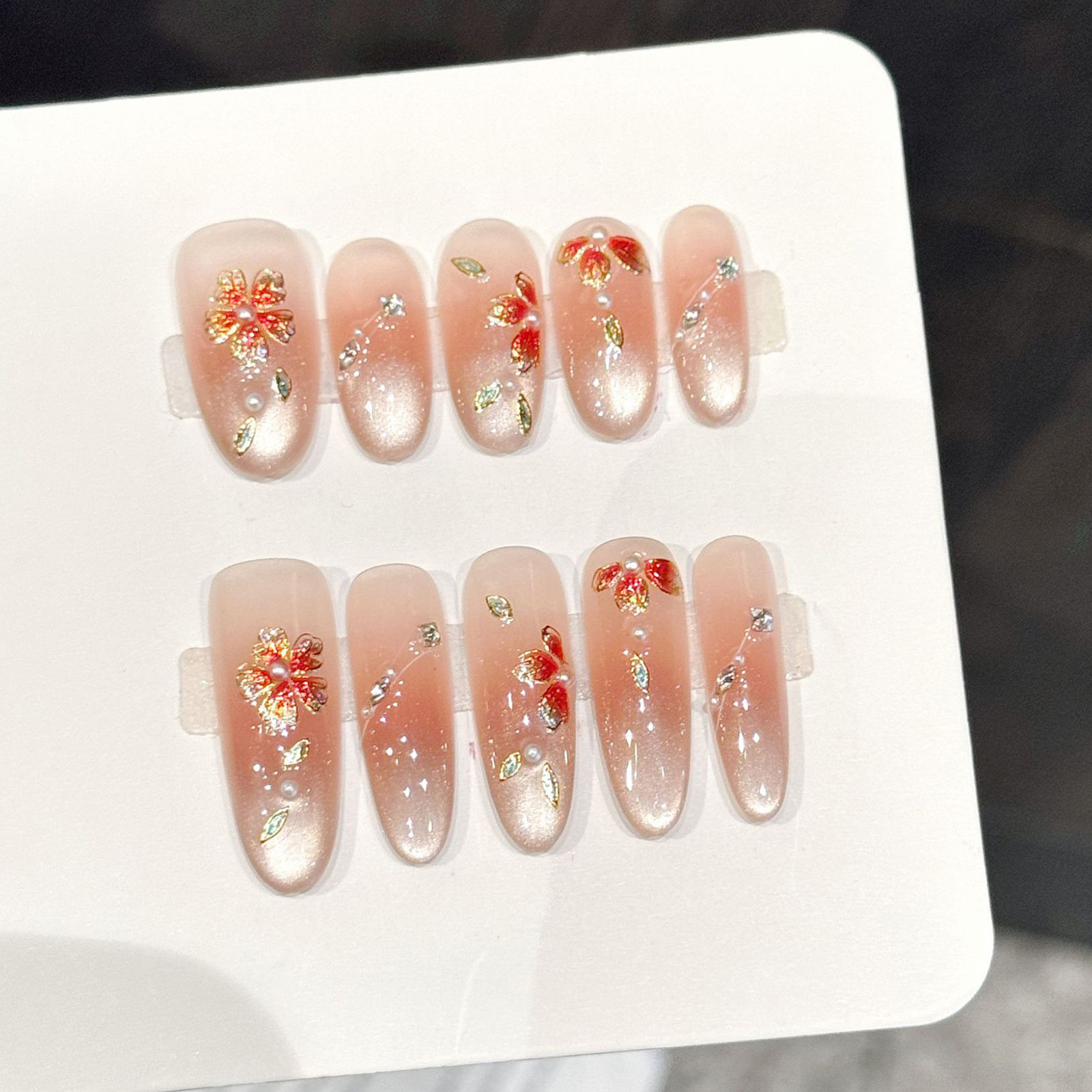 10pcs Handmade Fake Nails Pres - Nail Art Emerald recension och pris