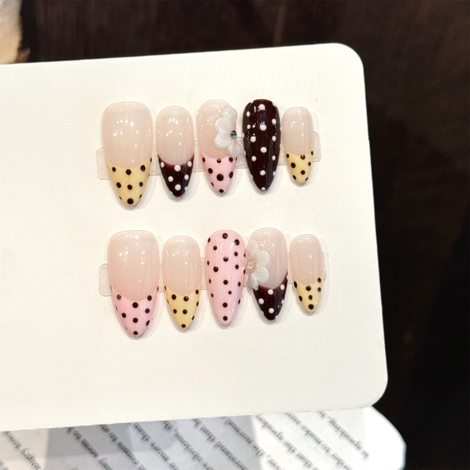 10pcs Handmade Wine Red French - Nail Art Aesthetic recension och pris