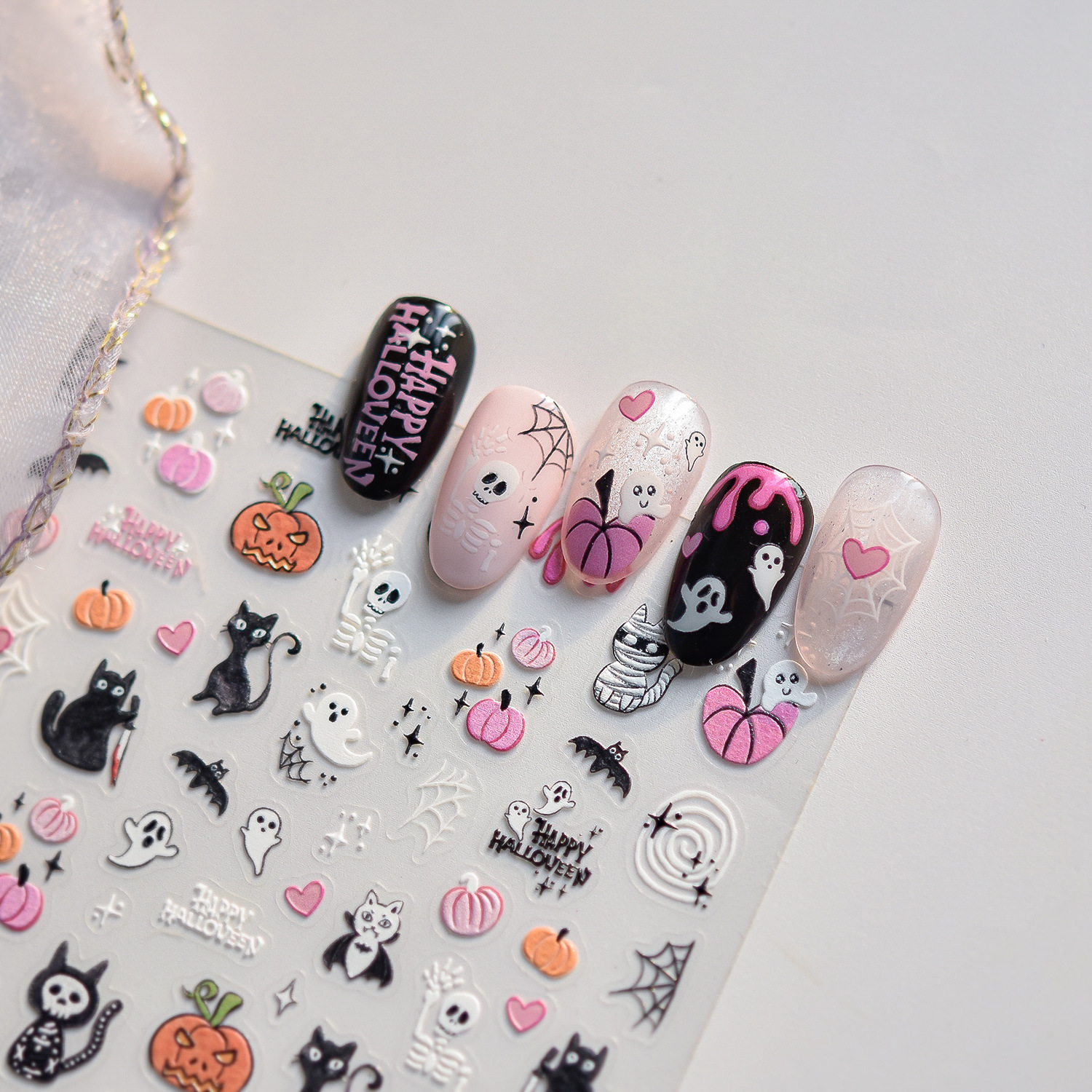 1pcs 5D Embossed Pink Pumpkin  - Nail Art Vampire recension och pris