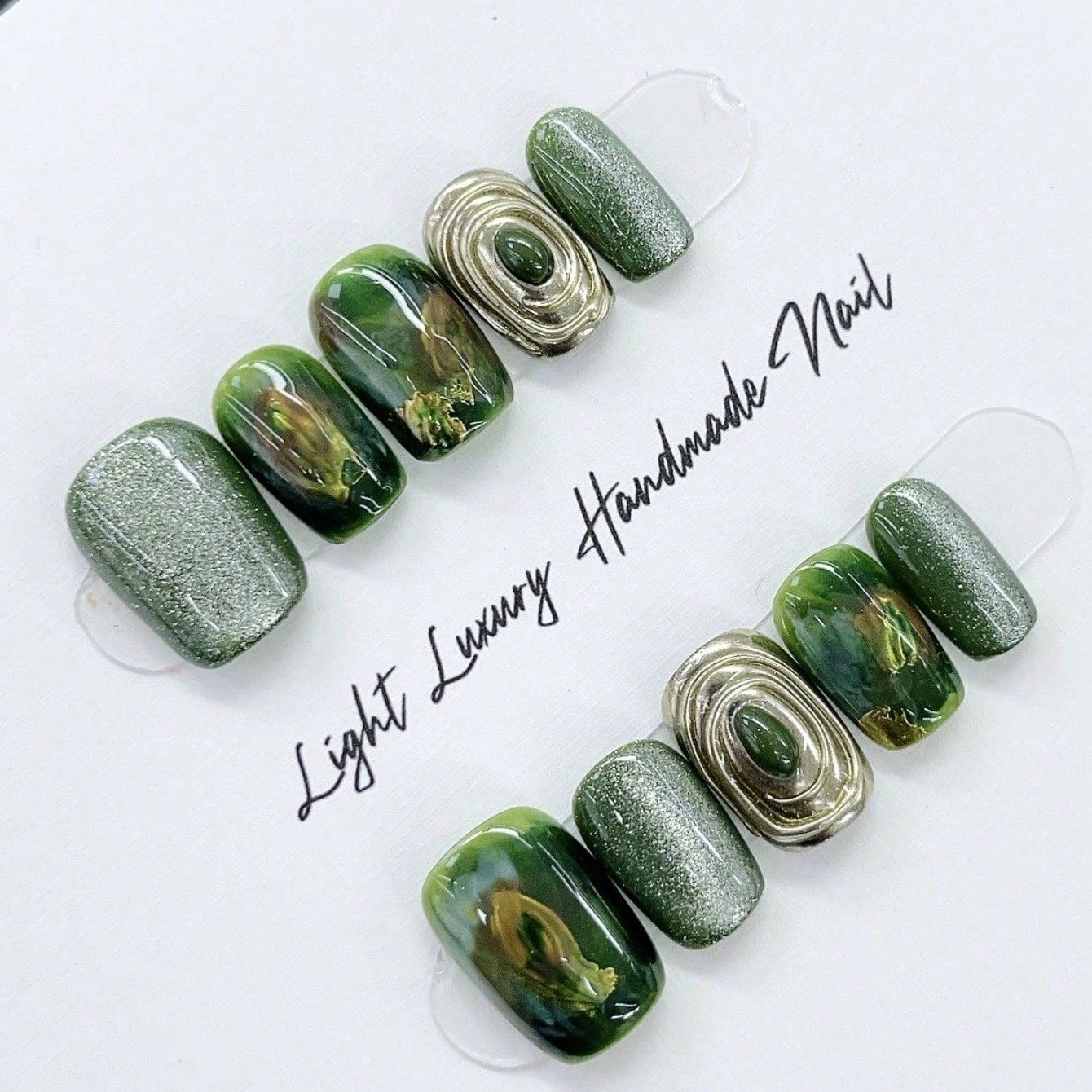 10pcs pure hand pressed short  - Nail Art Emerald recension och pris