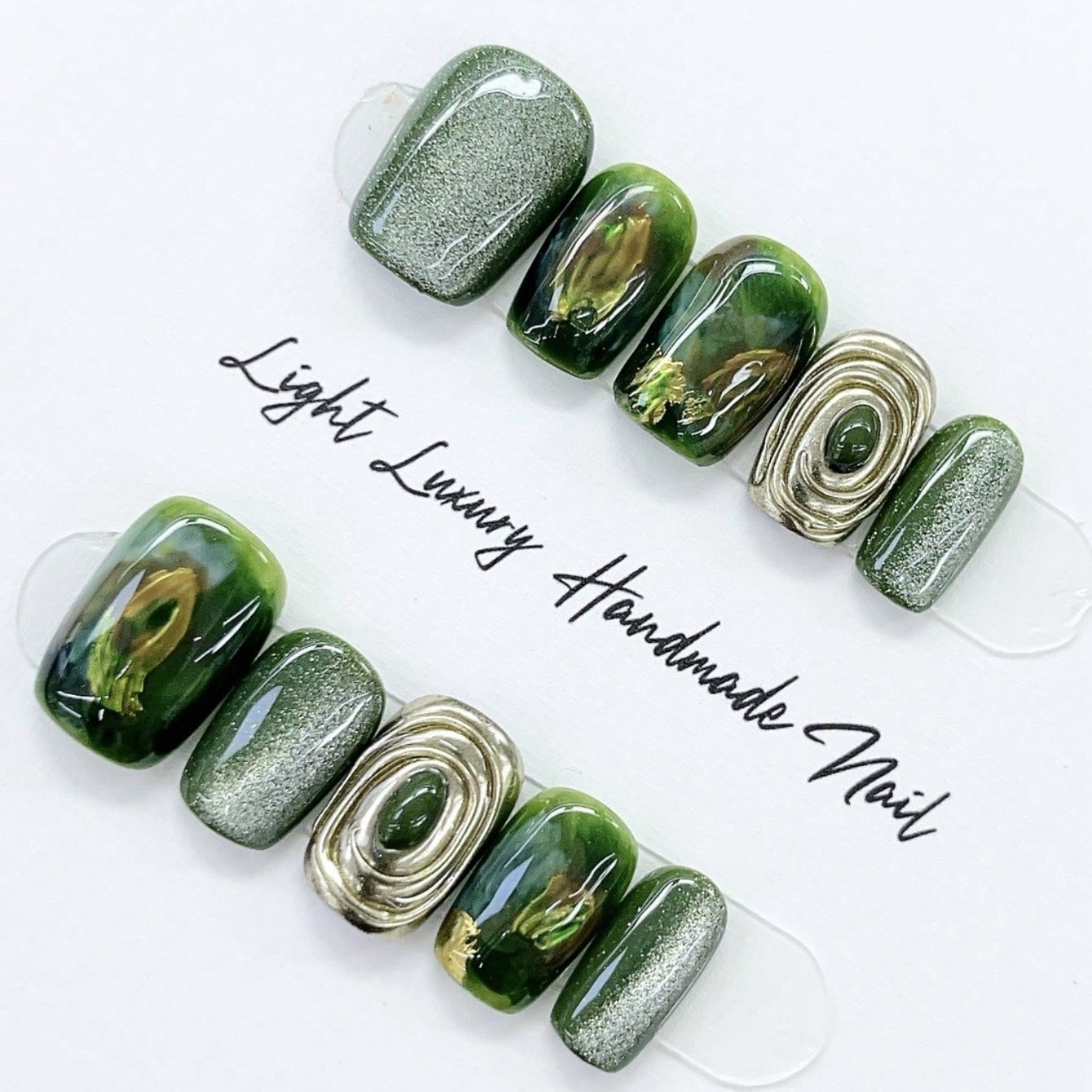 10pcs pure hand pressed short  - Nail Art Emerald recension och pris