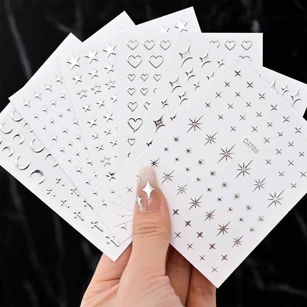 6 Sheets Metal Silver Nail Sti - Nail Art Vampire recension och pris