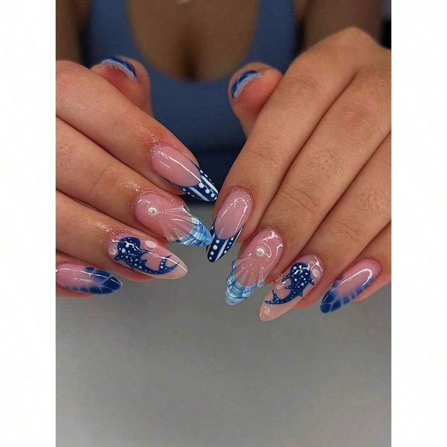 24pcs/Set French Almond-Shaped - Nail Art Jelly recension och pris