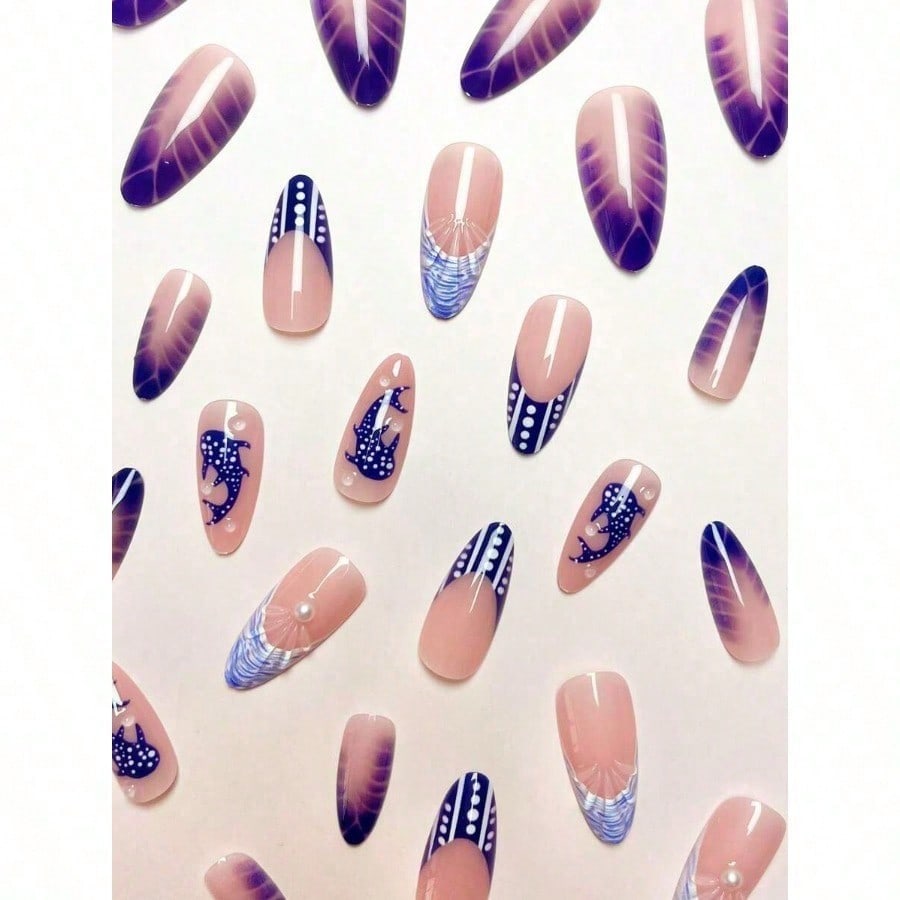 24pcs/Set French Almond-Shaped - Nail Art Jelly recension och pris